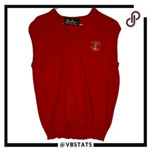Beaver Men's Wool V Neck The Old Course St. Andrews Vest Sweater Red Size Medium